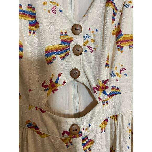 Modcloth | Size M Linen Blend Pinata Dress Cutout Button Up Dress Sleeveless - Picture 5 of 5